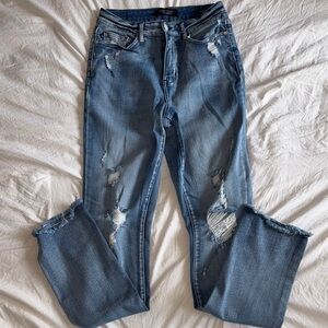 Judy Blue Boyfriend Jeans Blue Distressed, size 5/27.